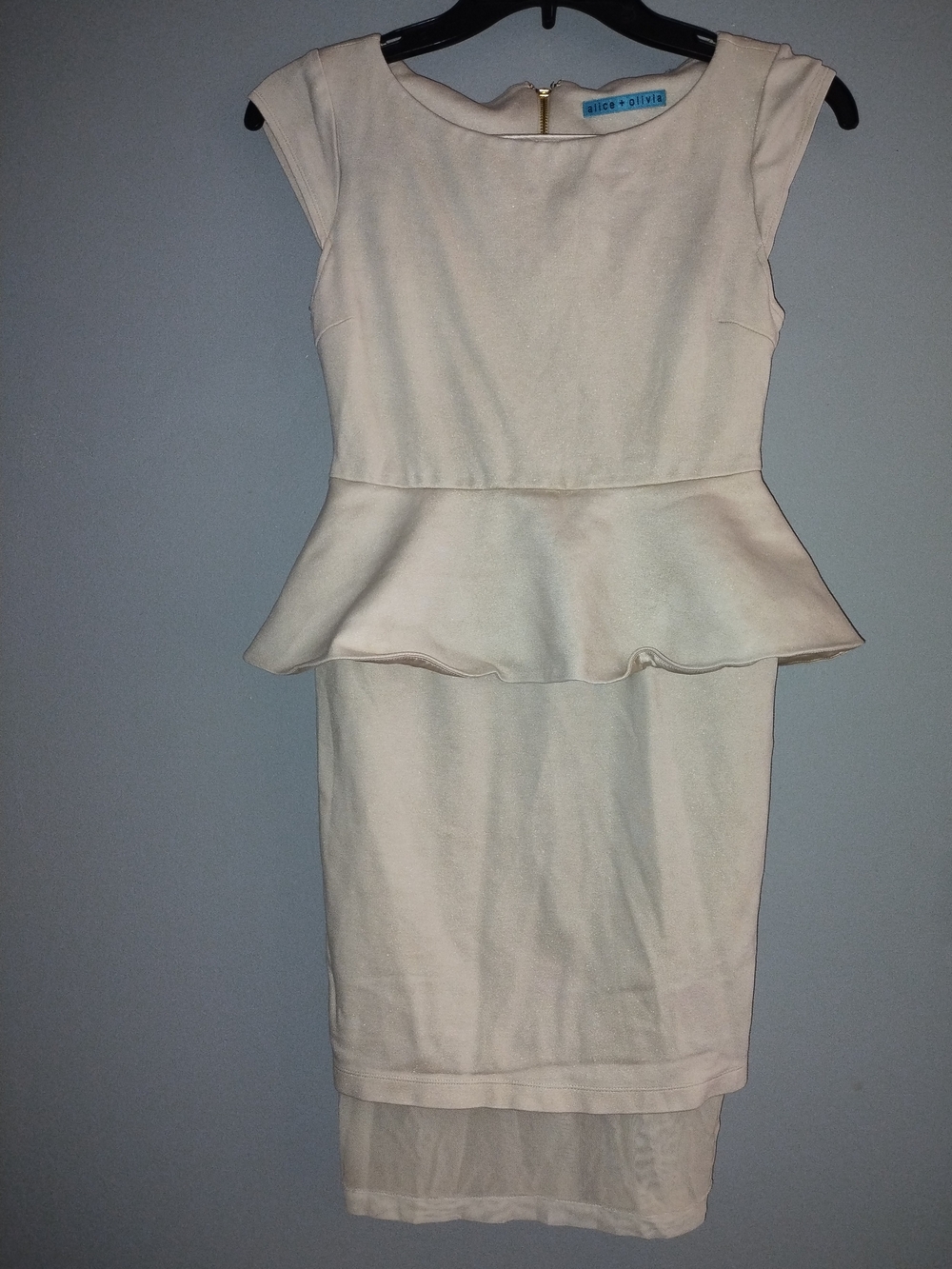 Alice + Olivia Cream Peplum Midi Dress